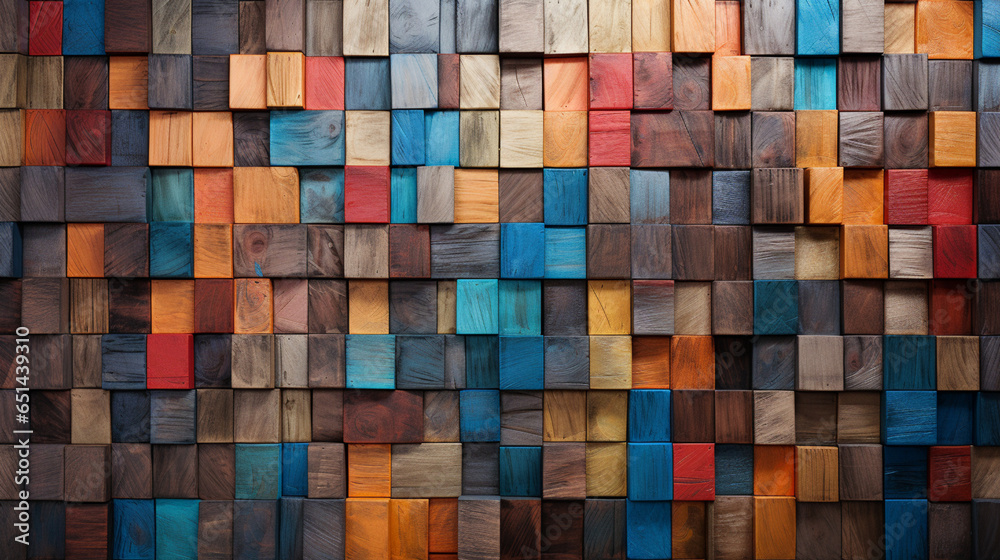 Vibrant Multi-Color Wooden Wall Vibrant Multi-Color Wooden Wall