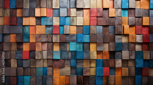 Vibrant Multi-Color Wooden Wall