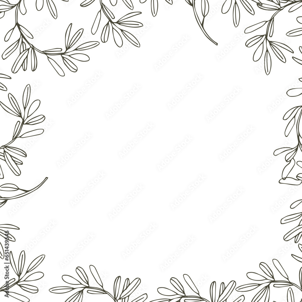 square frame of olive branches. Vector composition. Composition for postcards and stickers with your text for your design. square frame of olive branches. Vector composition. Composition for postcards and stickers with your text for your design.