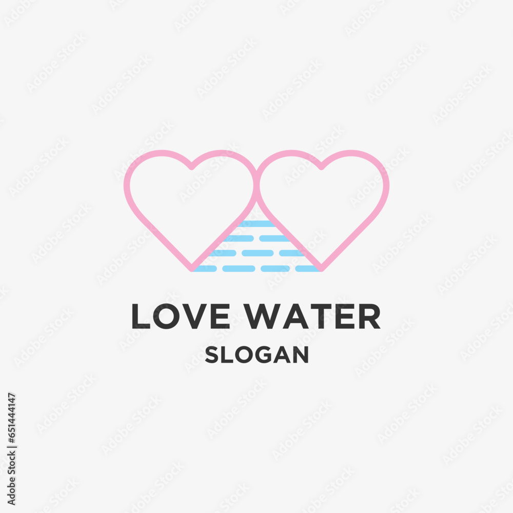 Love water logo colored template vector illustration design
