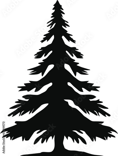 Christmas tree black icon isolated on white background, winter holiday symbols. Vector, silhouette