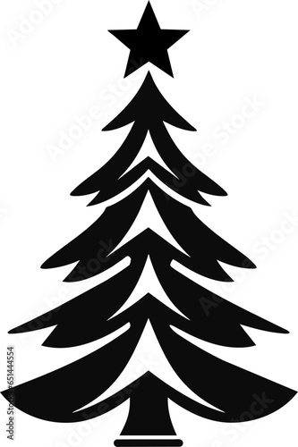 Christmas tree silhouette, black and white, theme 1 - eps10 vector illustration