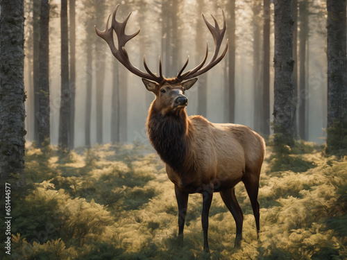 Ai generated brown elk in a forest
