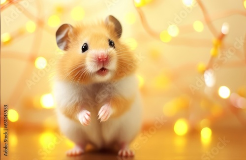 cute hamster on bright background