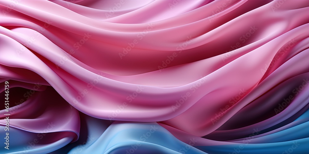 Obraz premium Pink tuquoise silk satin. Gradient. Wavy folds. Shiny fabric surface. Beautiful purple teal background with space for design