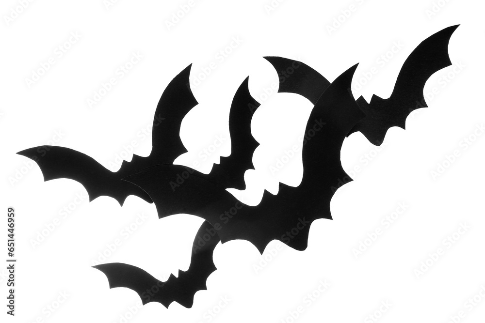 Fototapeta premium Paper bats for Halloween party on white background