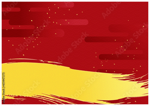 和柄筆模様赤背景