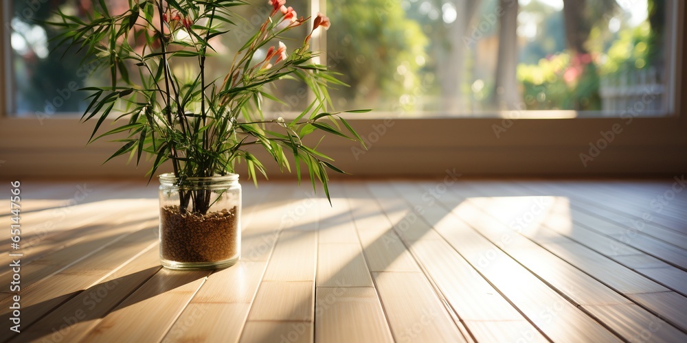Properly maintained bamboo flooring with sunlight streaming in