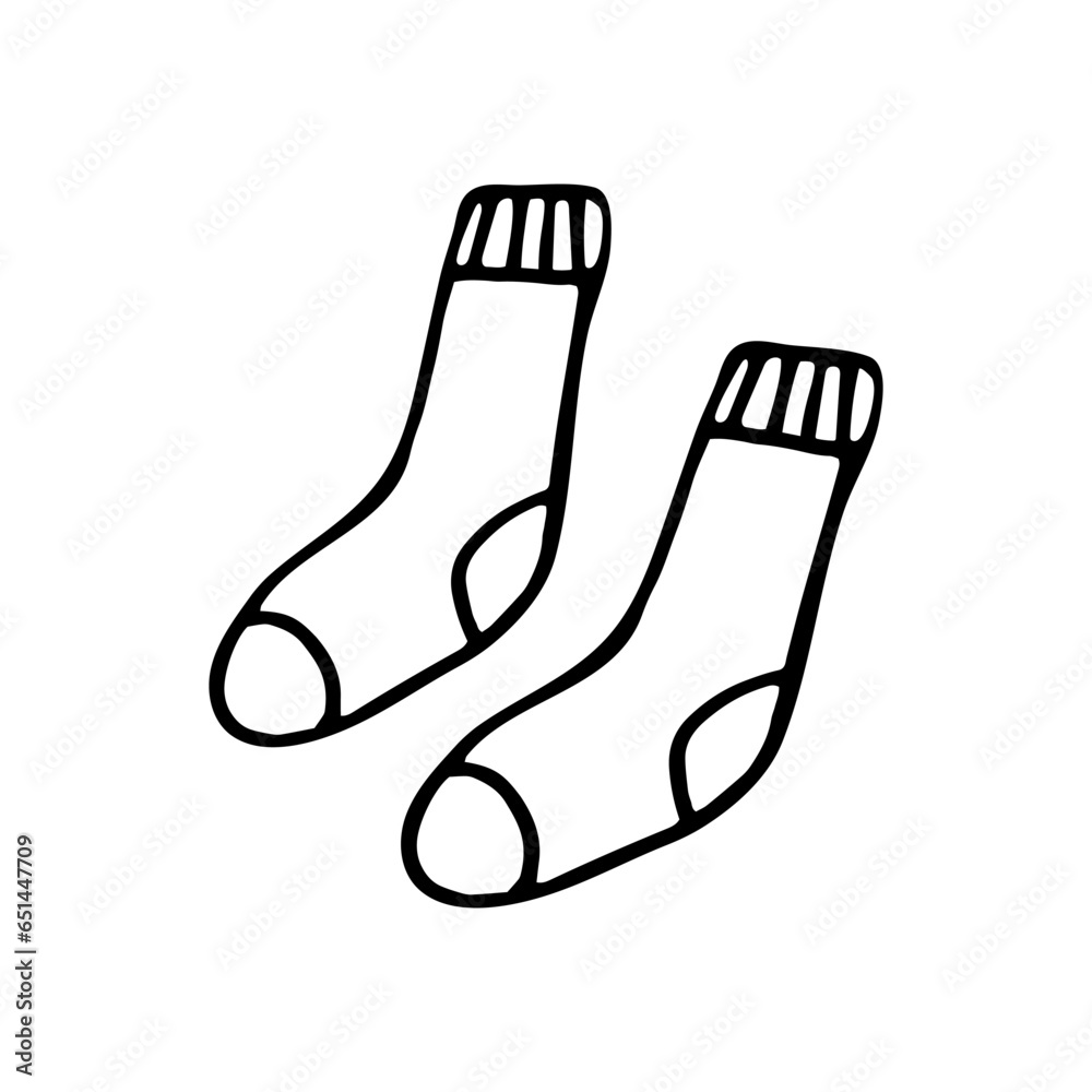 warm socks in doodle style, hand drawn illustration isolated on white background, vector. warm socks in doodle style, hand drawn illustration isolated on white background, vector.