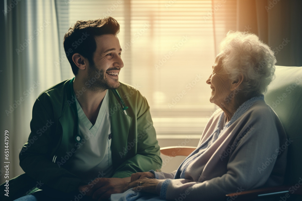 Fototapeta premium Doctor talking to senior patient