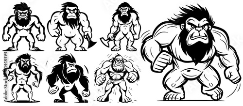 Vector drawing of angry Neanderthal