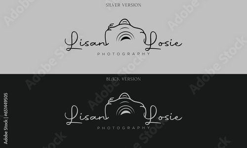 camera logo, modern photography signature logo icon vector