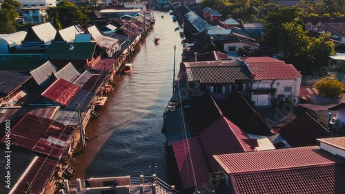Perspective Of Village Along The Amphawa River