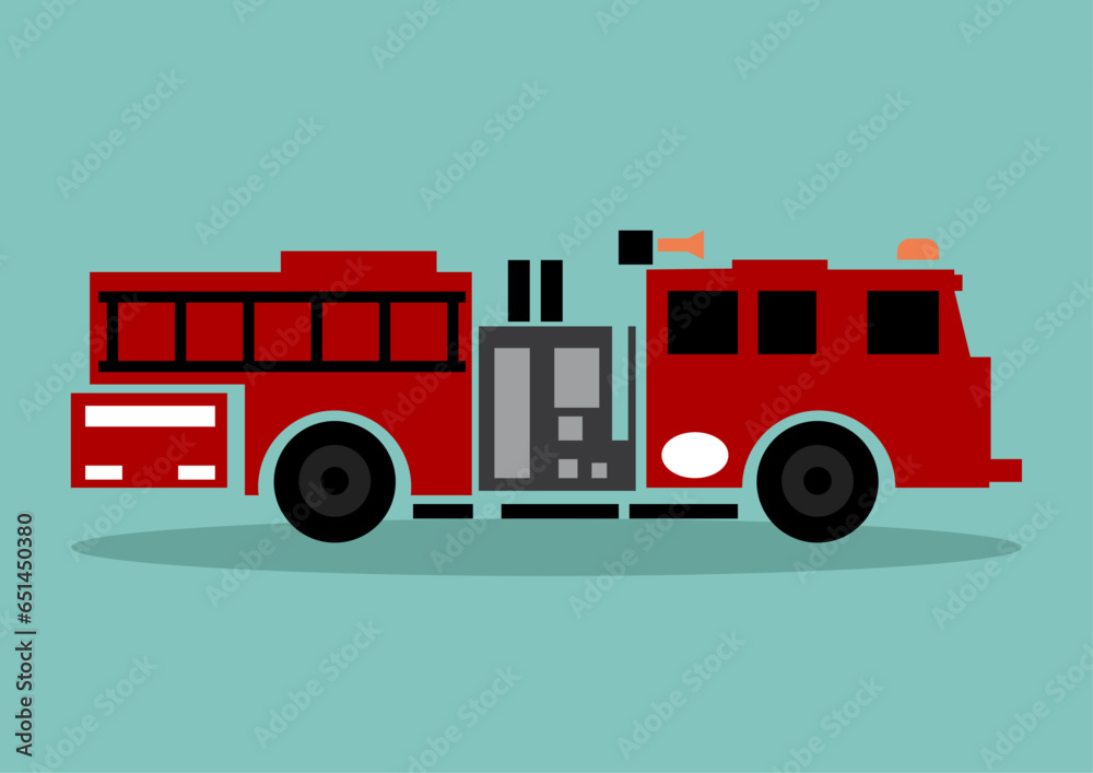 Flat illustration of fire truck on blue background. Firefighter emergency.
Flat illustration of fire truck on blue background. Firefighter emergency.