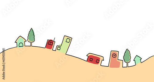 シンプルな街並みの風景イラスト