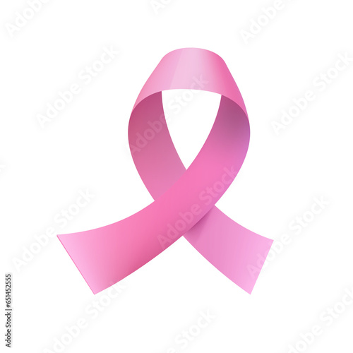 Stock PNG illustration realistic pink ribbon, breast cancer awareness symbol, isolated on a transparent background. National Breast Cancer Awareness Month