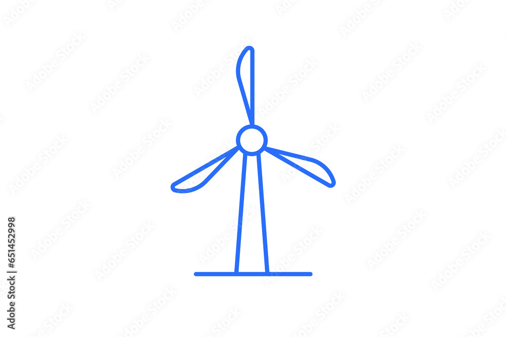 Isolated Geometric windmill illustration in flat style design. Vector illustration. Duotone blue color. Isolated Geometric windmill illustration in flat style design. Vector illustration. Duotone blue color.