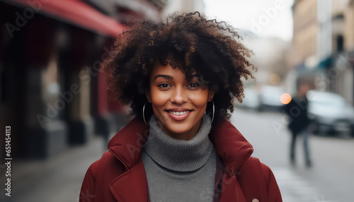 Portrait of a young black African woman in the city