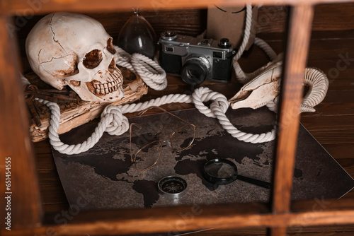 Skulls with old manuscripts...