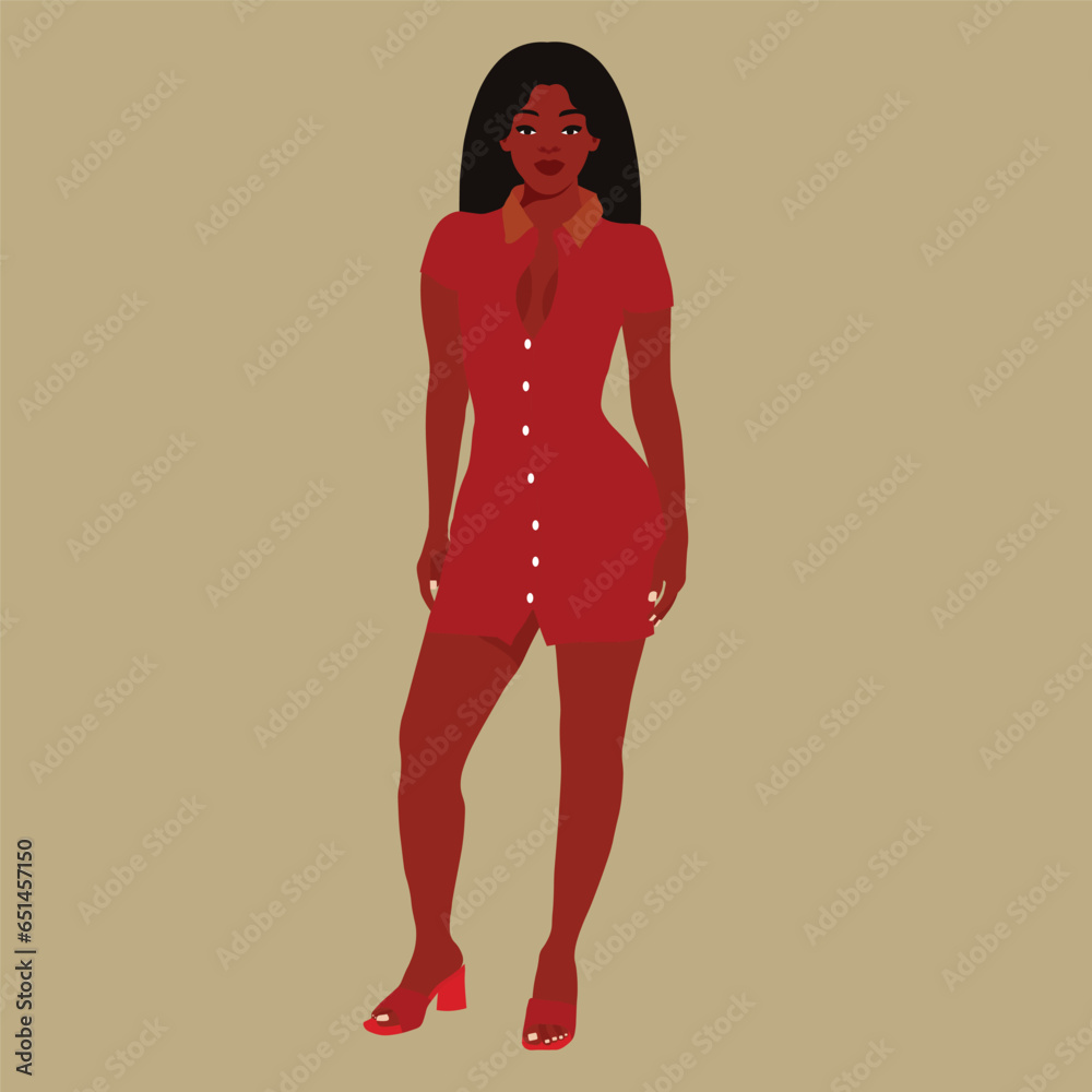 Beautiful black woman in elegant art style vector Beautiful black woman in elegant art style vector