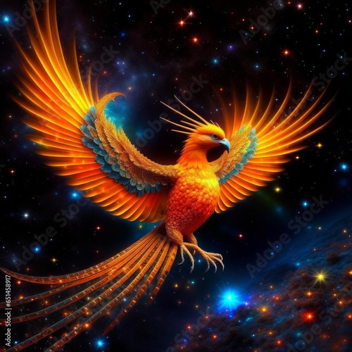 Firebird against the background of stars. © 0635925410