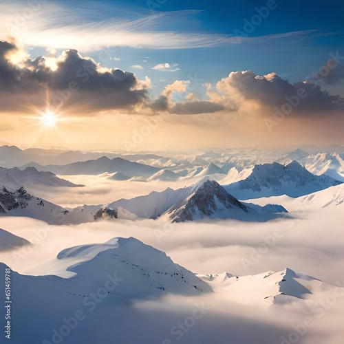 blue sky with beautiful cumulus clouds.AI generated © Ammad