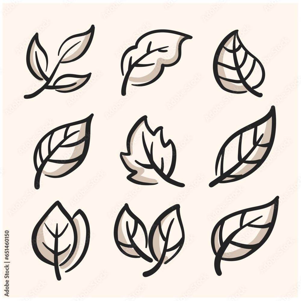 leaf line doodle with the best line art quality with a cream background leaf line doodle with the best line art quality with a cream background