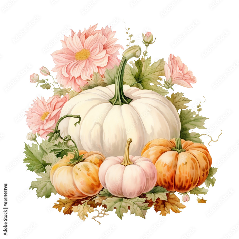 Pastel Pumpkins Patch Watercolor Clipart, Halloween Pumpkins, Fall Pumpkin Art, Pumpkin Wall Art