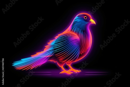 Graphic neon illustration of a pigeon © Tarun