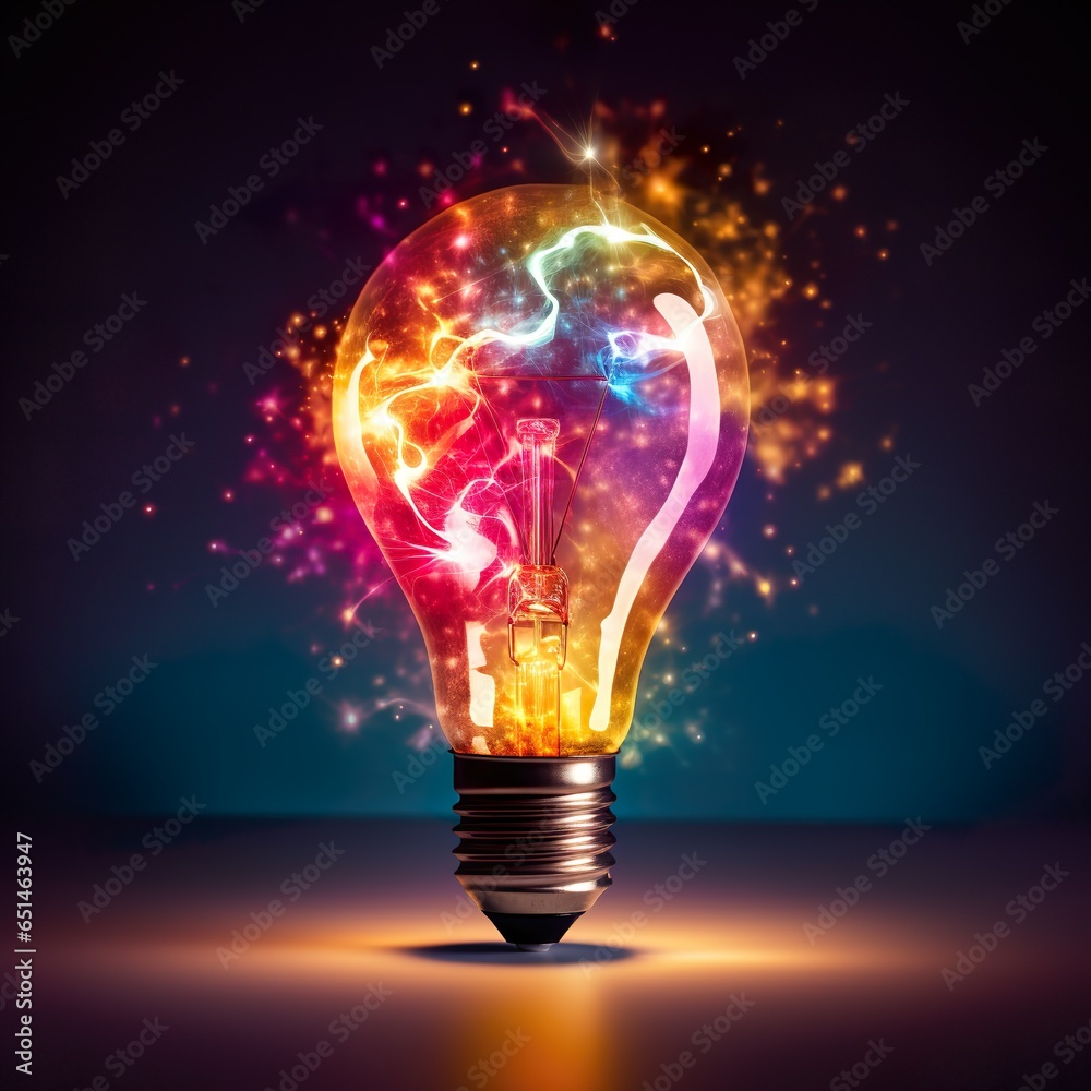 In a world of black and white, a light bulb bursting with color paints a portrait of disruptive creativity In a world of black and white, a light bulb bursting with color paints a portrait of disruptive creativity