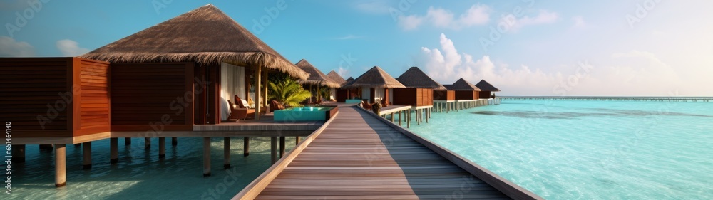 Beautiful water villas in tropical sea beach Beautiful water villas in tropical sea beach