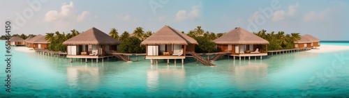 Beautiful water villas in tropical sea beach