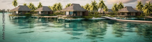 Beautiful water villas in tropical sea beach © jambulart
