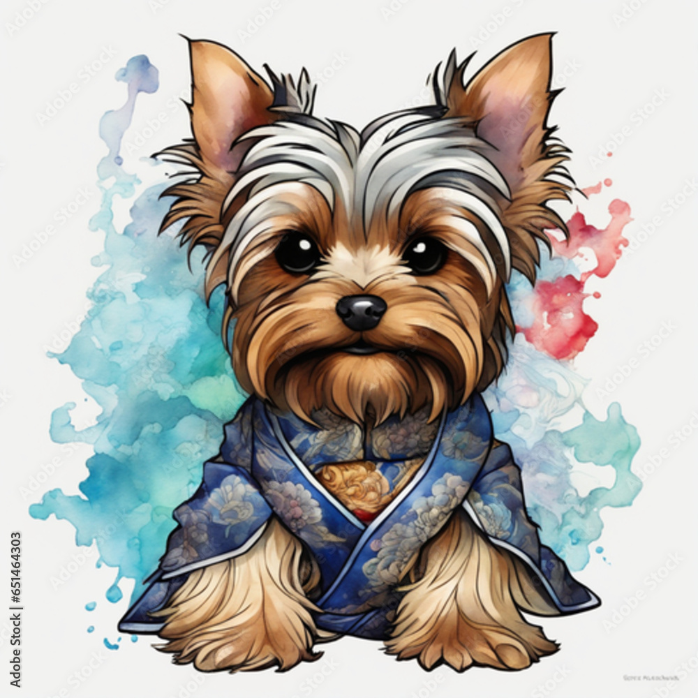 yorkshire terrier with a bow