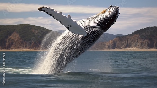 whales are jumping on the surface of the sea water