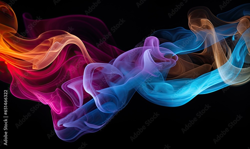 The atmosphere is transformed by the ethereal allure of floating colored smoke.