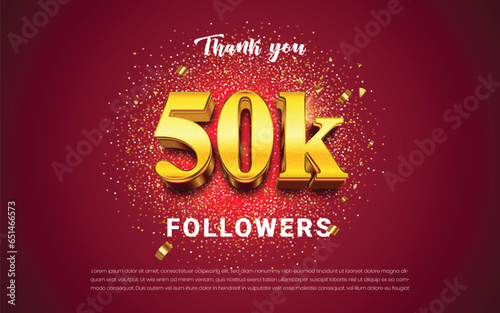 Thank you 50k follower, online social media 50k followers celebration banner vector