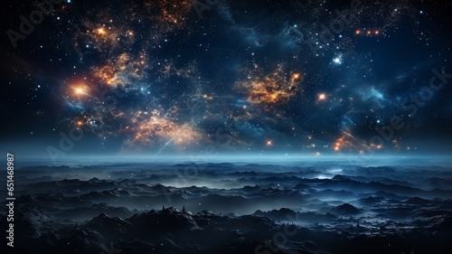 Abstract space night sky with stars and clouds. excellent photo..