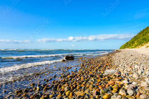Fototapeta Naklejka Na Ścianę i Meble -  Baltic Sea beach near Misdroy. Seaside resort on the Polish coast. Landscape on the beach.
