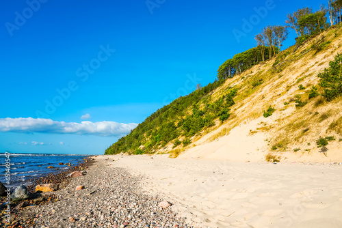 Baltic Sea beach near Misdroy. Seaside resort on the Polish coast. Landscape on the beach. 