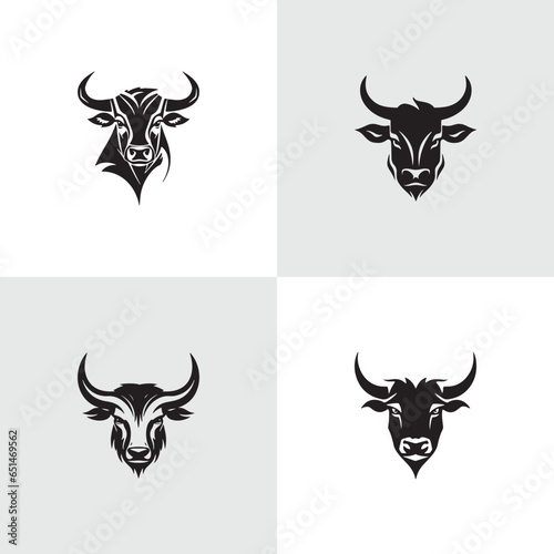 Bull Logo Set Vector icons Design Illustration
