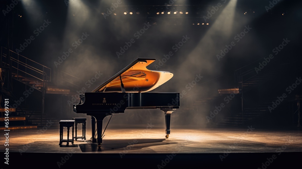 Piano on stage, AI generated Image