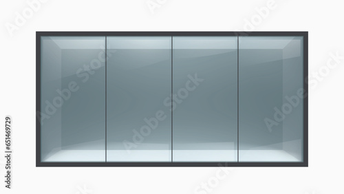 a realistic big black window front view