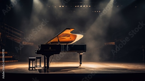 Obraz na płótnie Piano on stage, AI generated Image w salonie