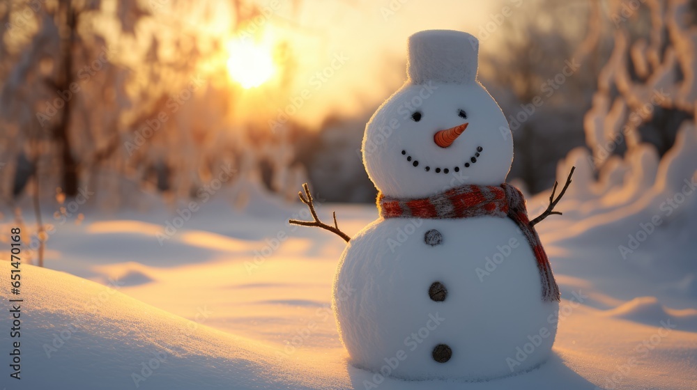 Fototapeta premium Snowman, AI generated Image