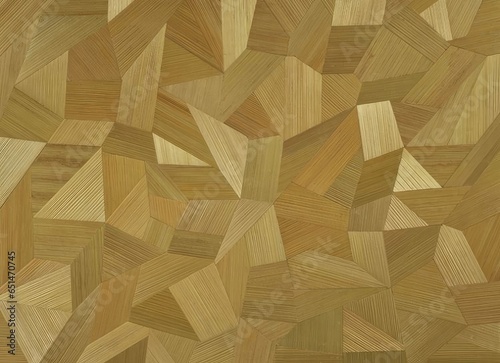 Wooden triangles on a background of wood. Abstract low poly background. Polygonal shapes background, low poly triangles mosaic, geometric shape with wood texture illustration
