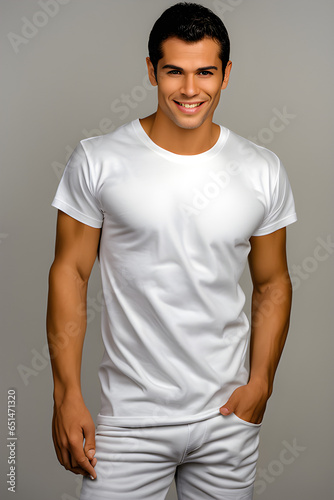 latin-model-in-a-classic-white-cotton-t-shirt Generative AI