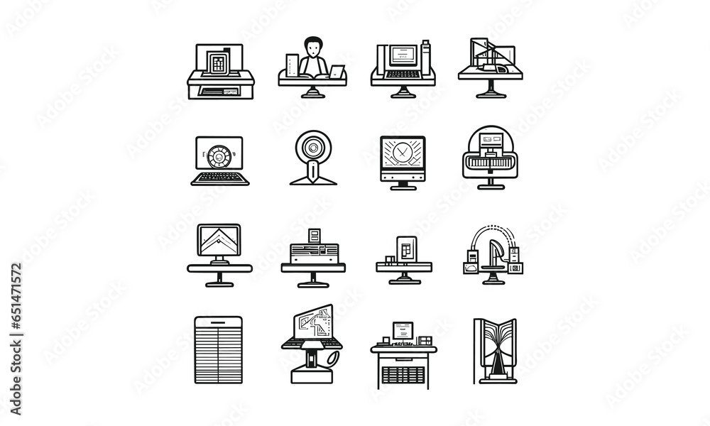 Workplace web icons Vector