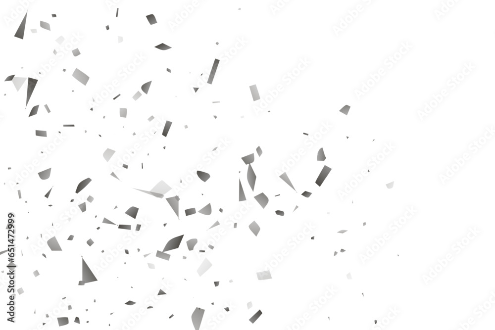 Fototapeta premium Silver glitter confetti on a white background. Decorative element.