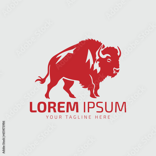 bull logo icon silhouette bison, ox logo symbol style bull vector illustration template.